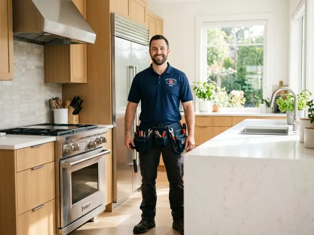 Appliance Repair Hero technician in a Angwin, CA kitchen after an appliance repair